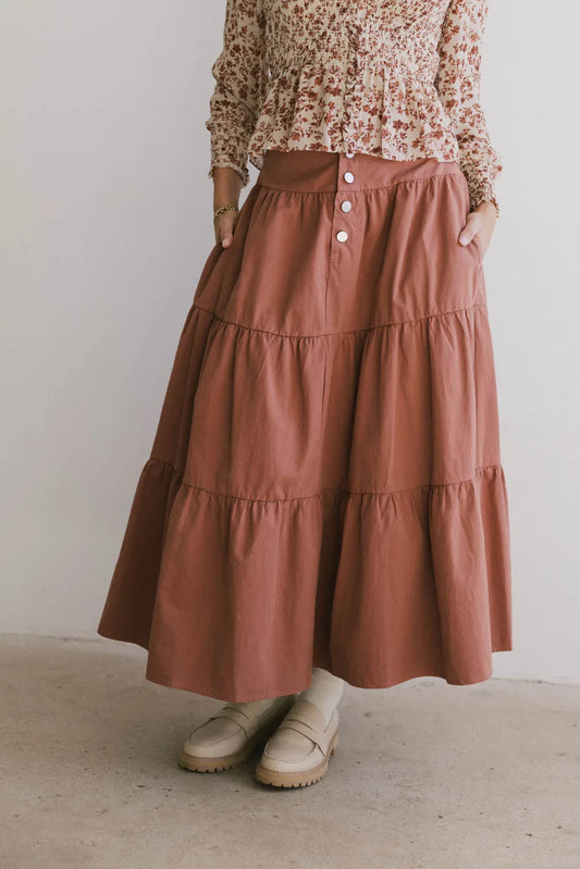 Two hand pockets skirt in mauve 