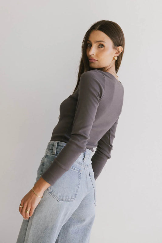 Long sleeves top in charcoal 