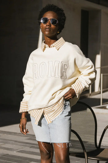 Rome printed letter sweatshirt in cream 