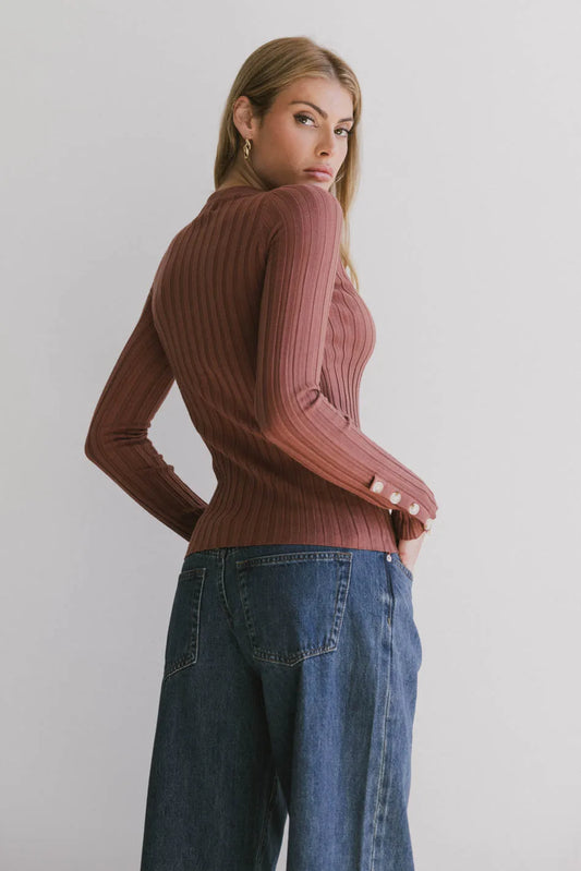 Long sleeves top in brick 