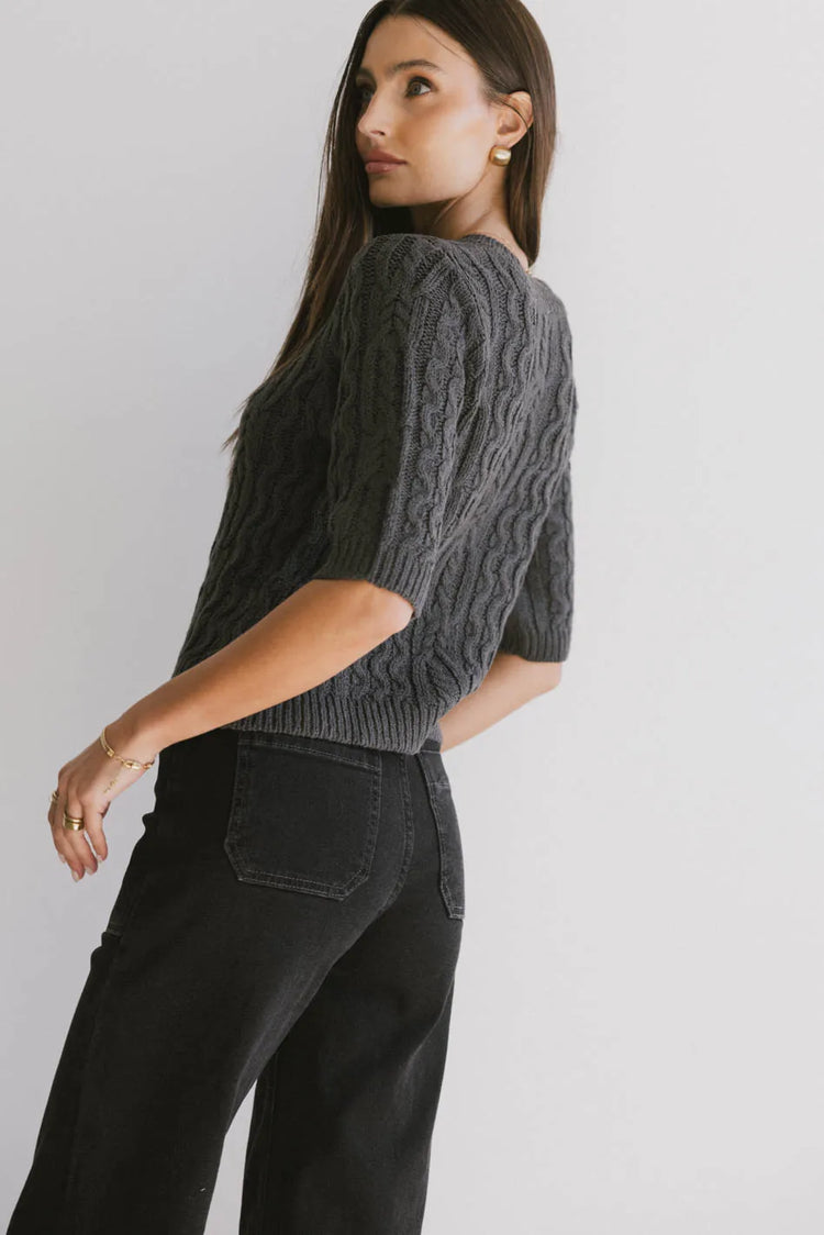 3/4 Sleeves top in charcoal 