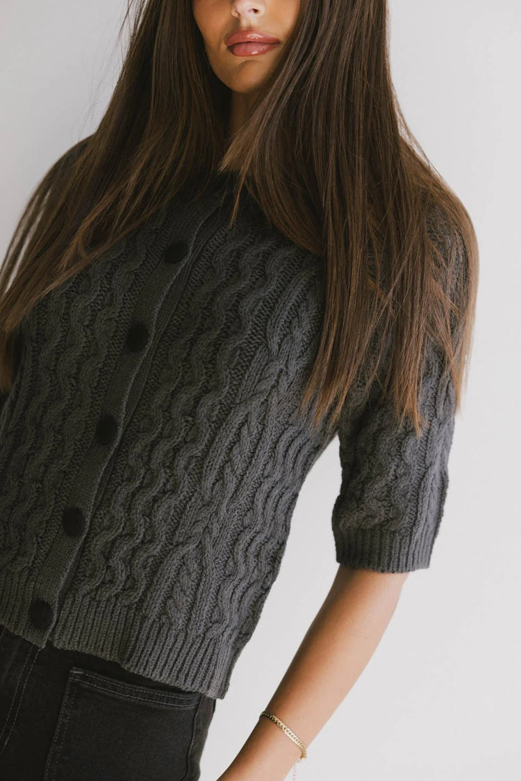 Knit top in charcoal 