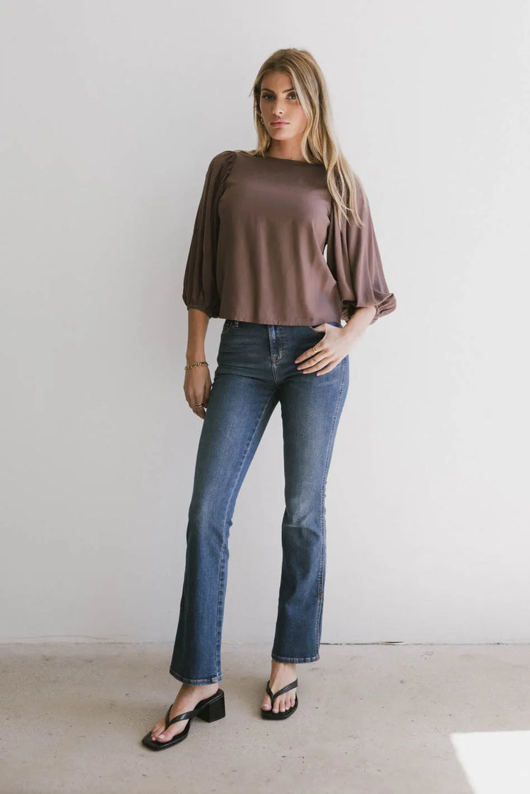 plain color top in mauve 