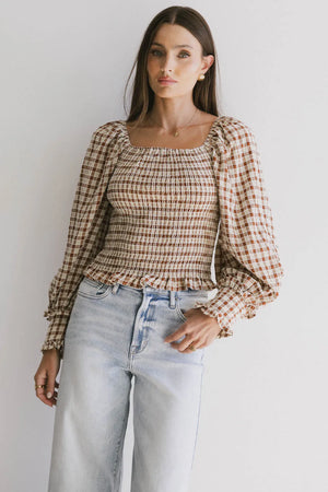 Brinklee Smocked Blouse in Rust - FINAL SALE
