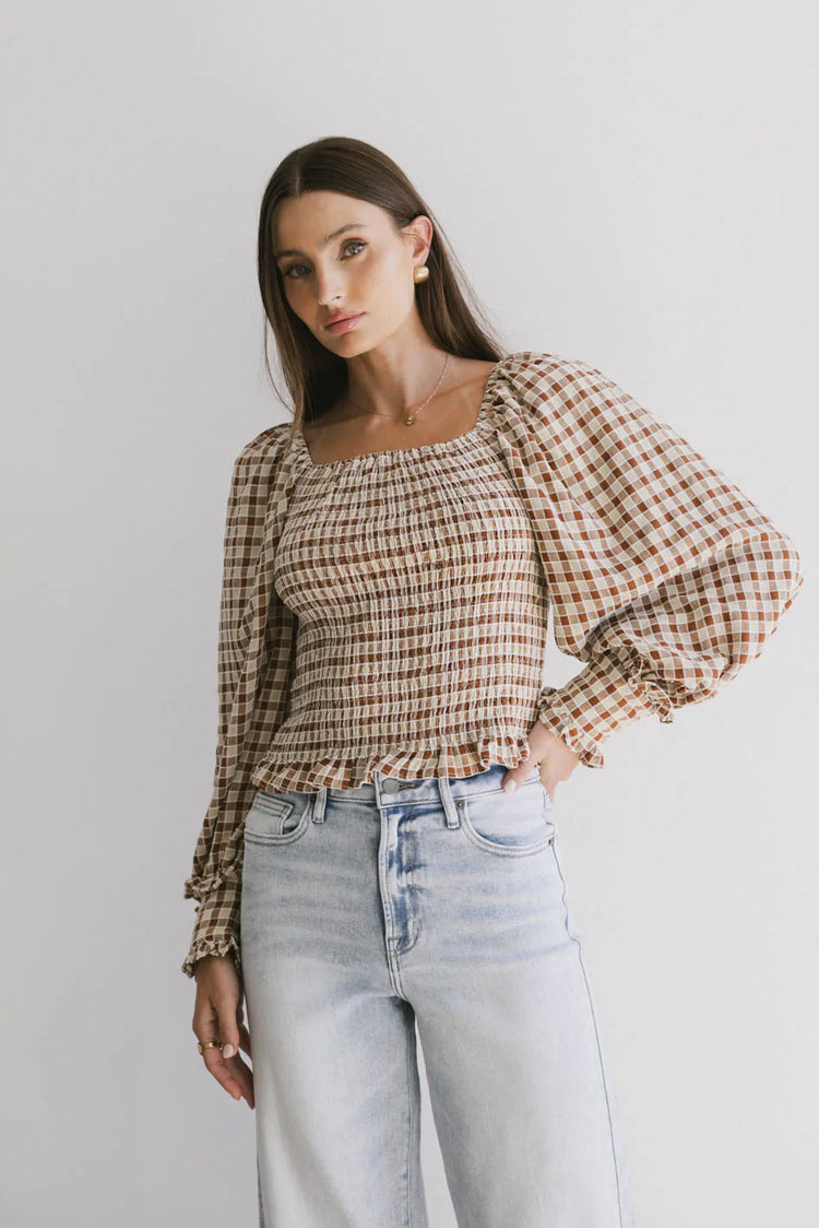 Woven top in rust 