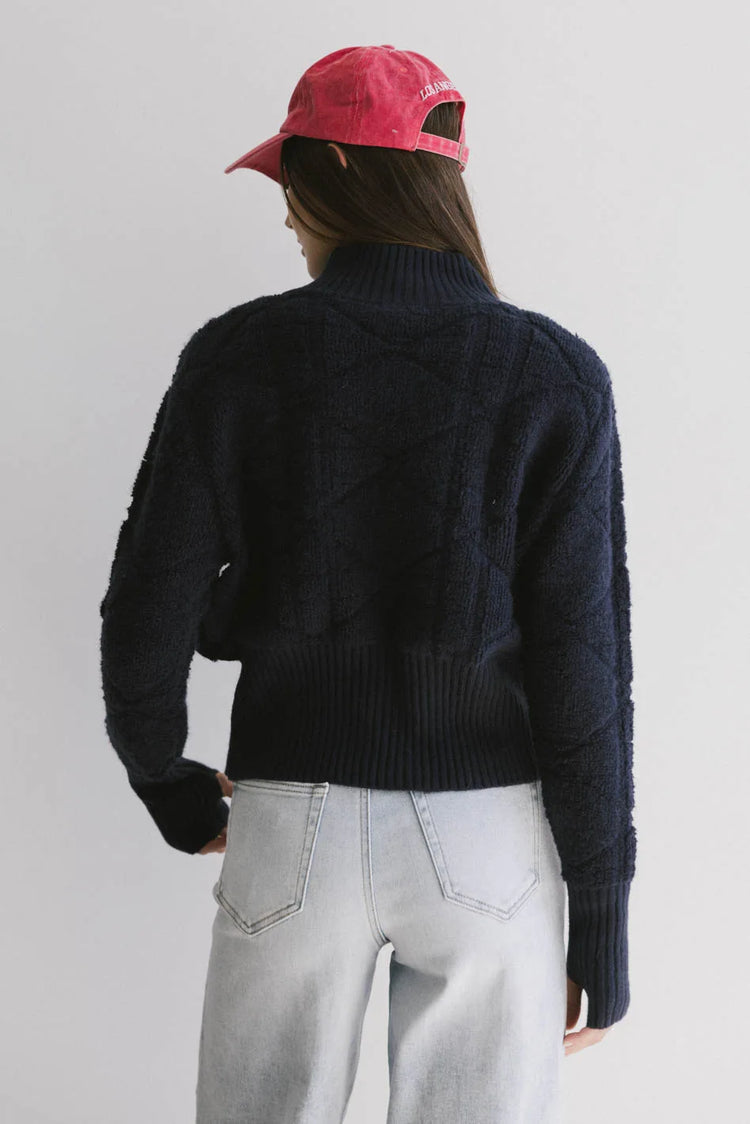 Plain color cardigan in navy 