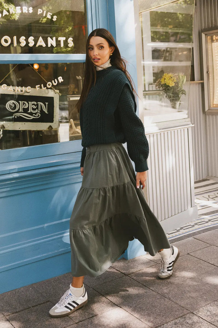 Maxi skirt in sage 