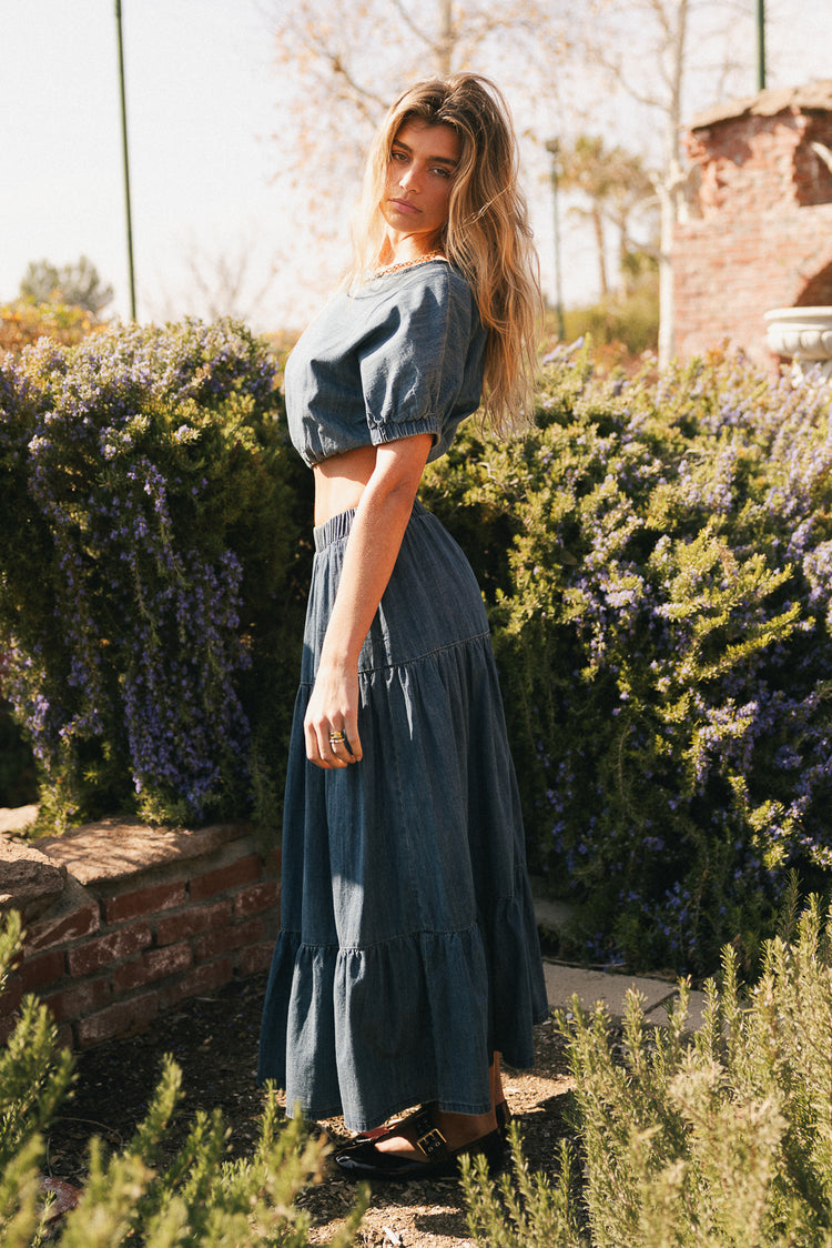 Plain color denim skirt 