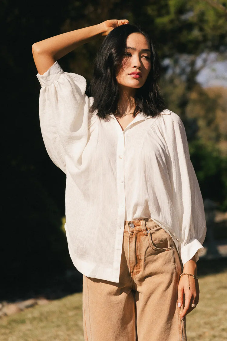 short sleeve white blouse
