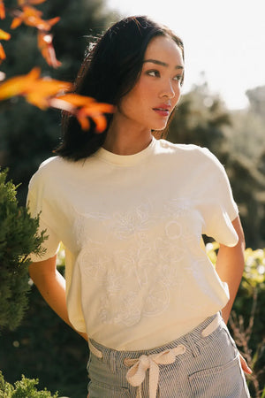 Citrus Embroidered Tee in Yellow