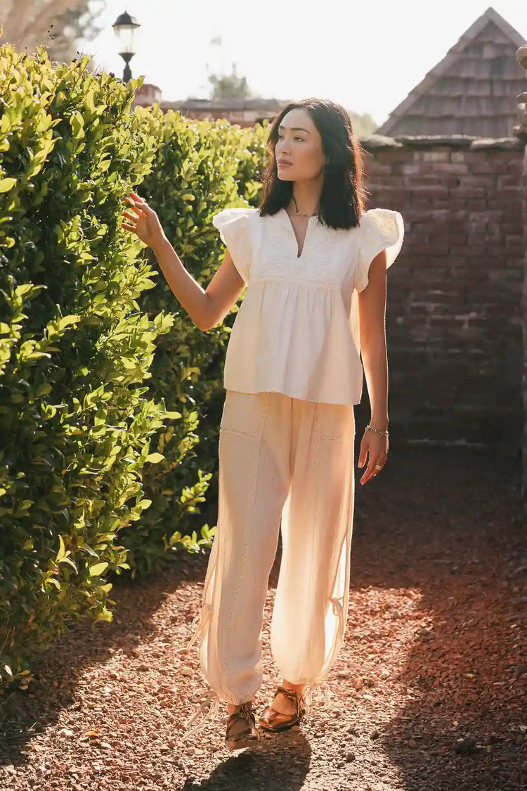 Embroidered cream blouse