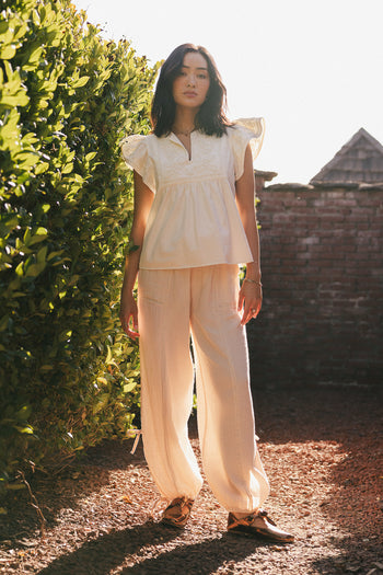 Quinley Embroidered Top in Ecru - FINAL SALE