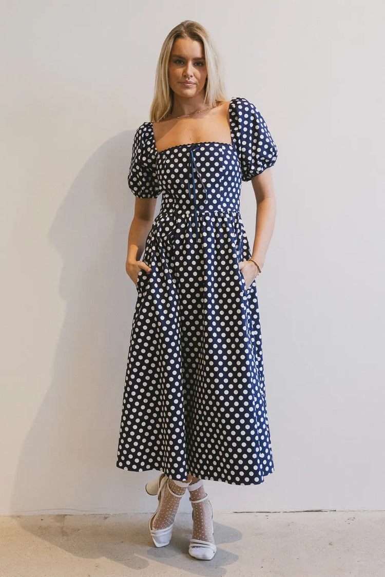 Two hand pocket dress in navy 