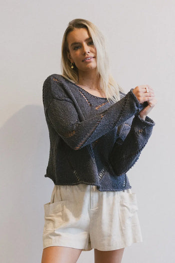 Long sleeves top in navy 