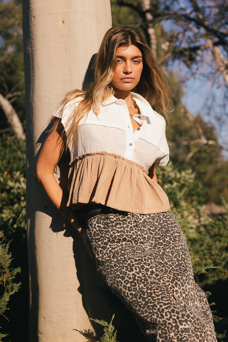 Collared brown top 