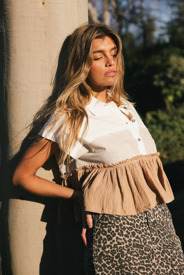 Button up top in brown 