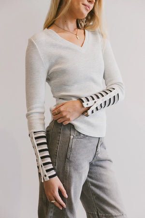 Ashton Waffle Knit Top in Grey