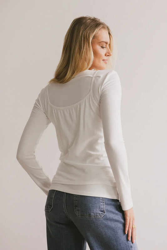 Plain color back top in white 