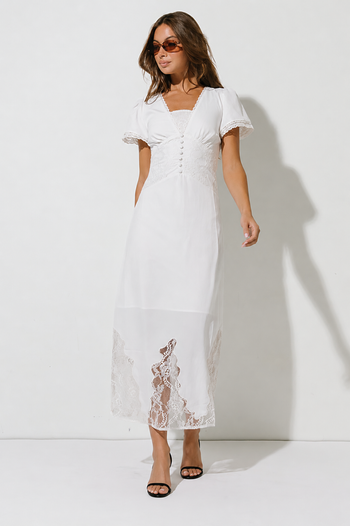 Alaina Lace Maxi Dress in Ivory