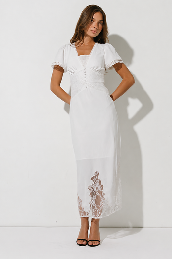 Alaina Lace Maxi Dress in Ivory