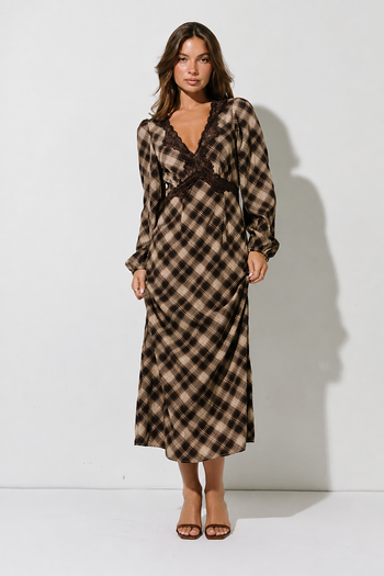 Miriam Plaid Midi Dress