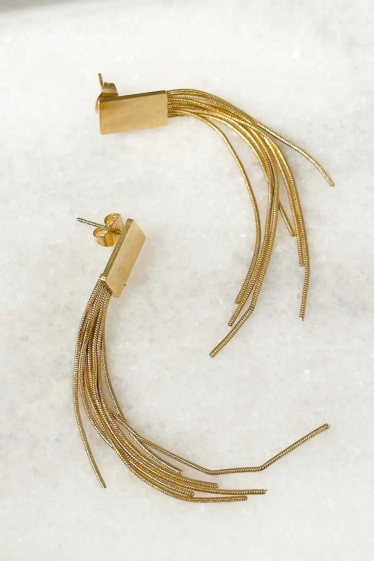 Long gold dangle earrings
