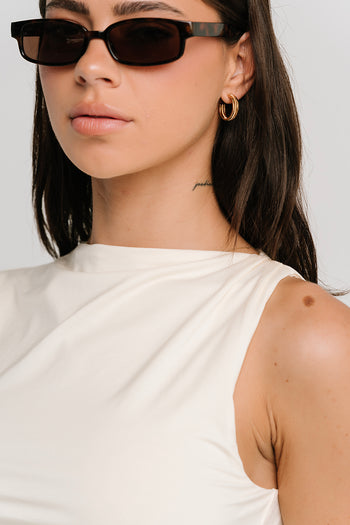 Louise Ruched Tank in Cream