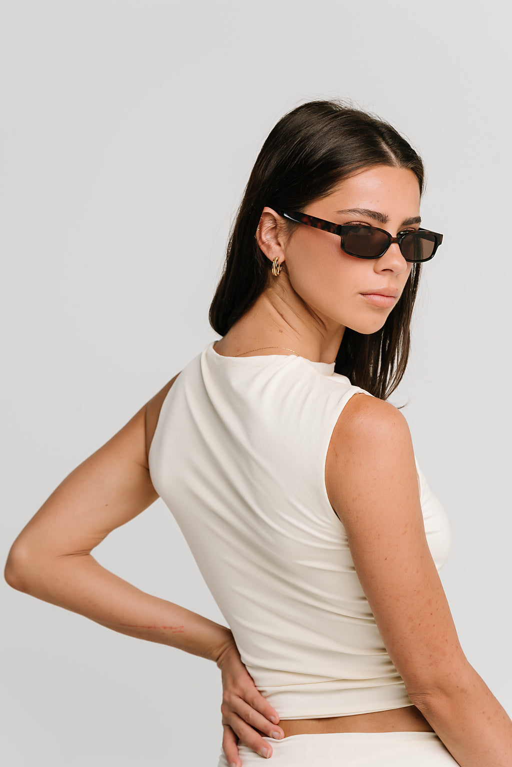 Louise Ruched Tank in Cream