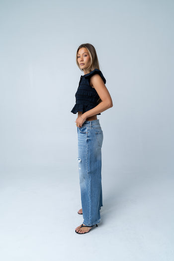 Quinny Distressed Wide Leg Jeans