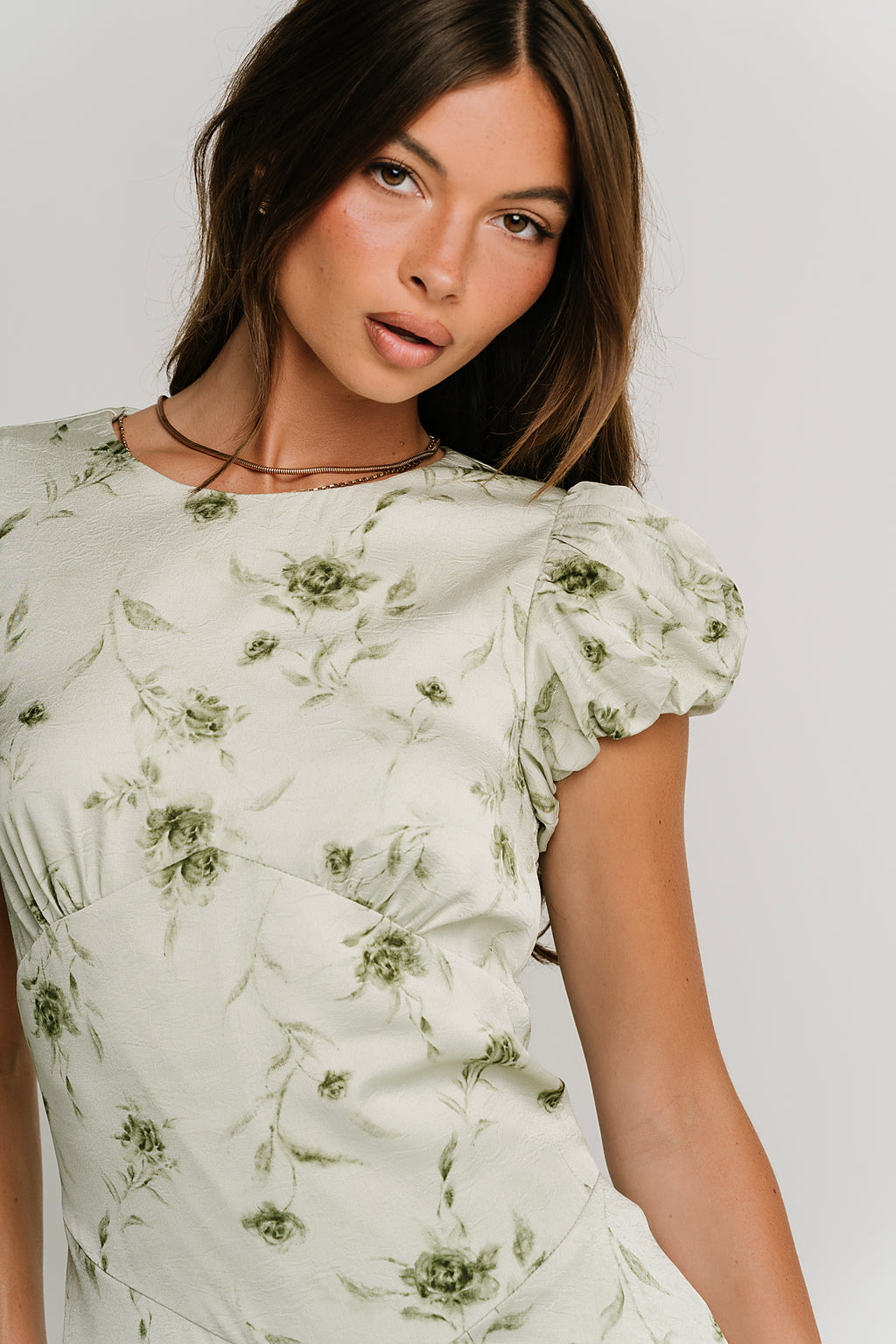 Savannah Floral Midi Dress in Green