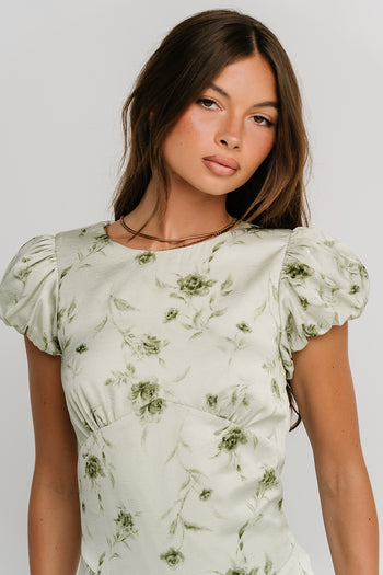 Savannah Floral Midi Dress in Green