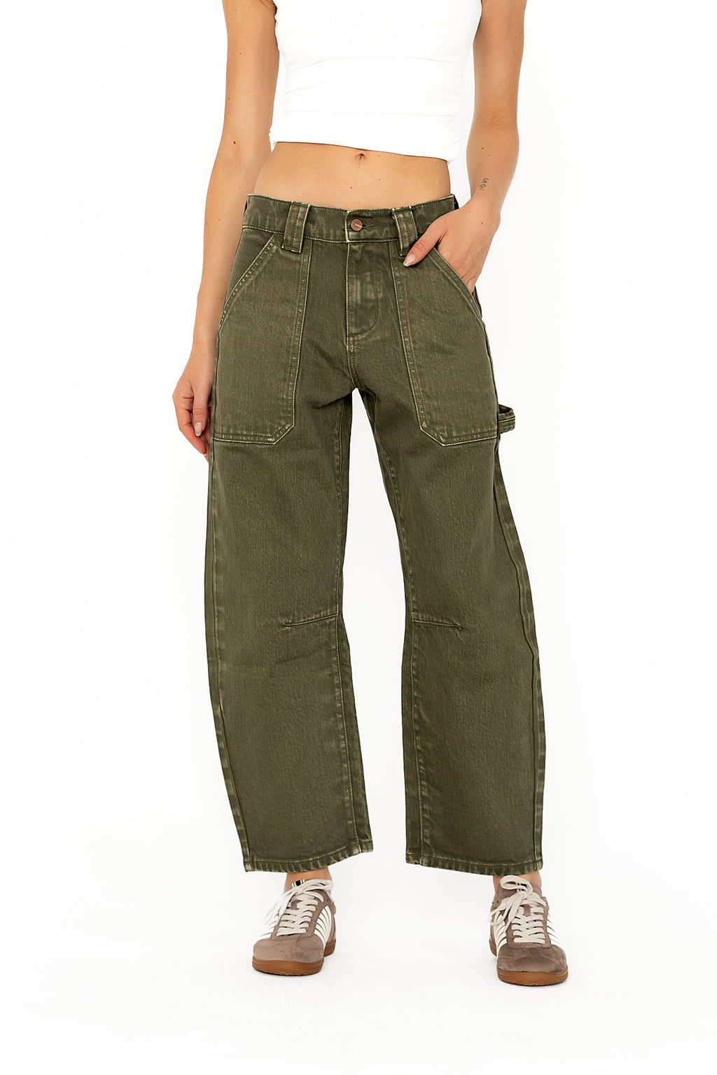 Scottie Barrel Jeans in Olive - FINAL SALE