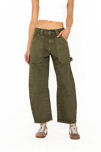 Scottie Barrel Jeans in Olive - FINAL SALE