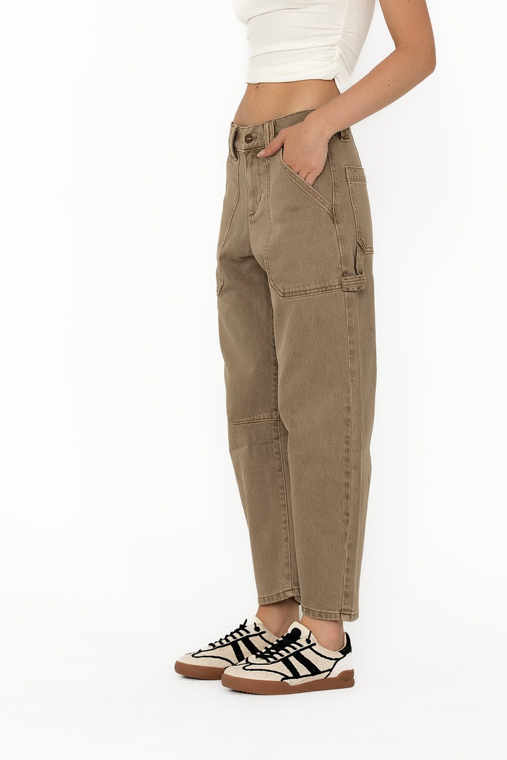 Scottie Barrel Jeans in Tan - FINAL SALE