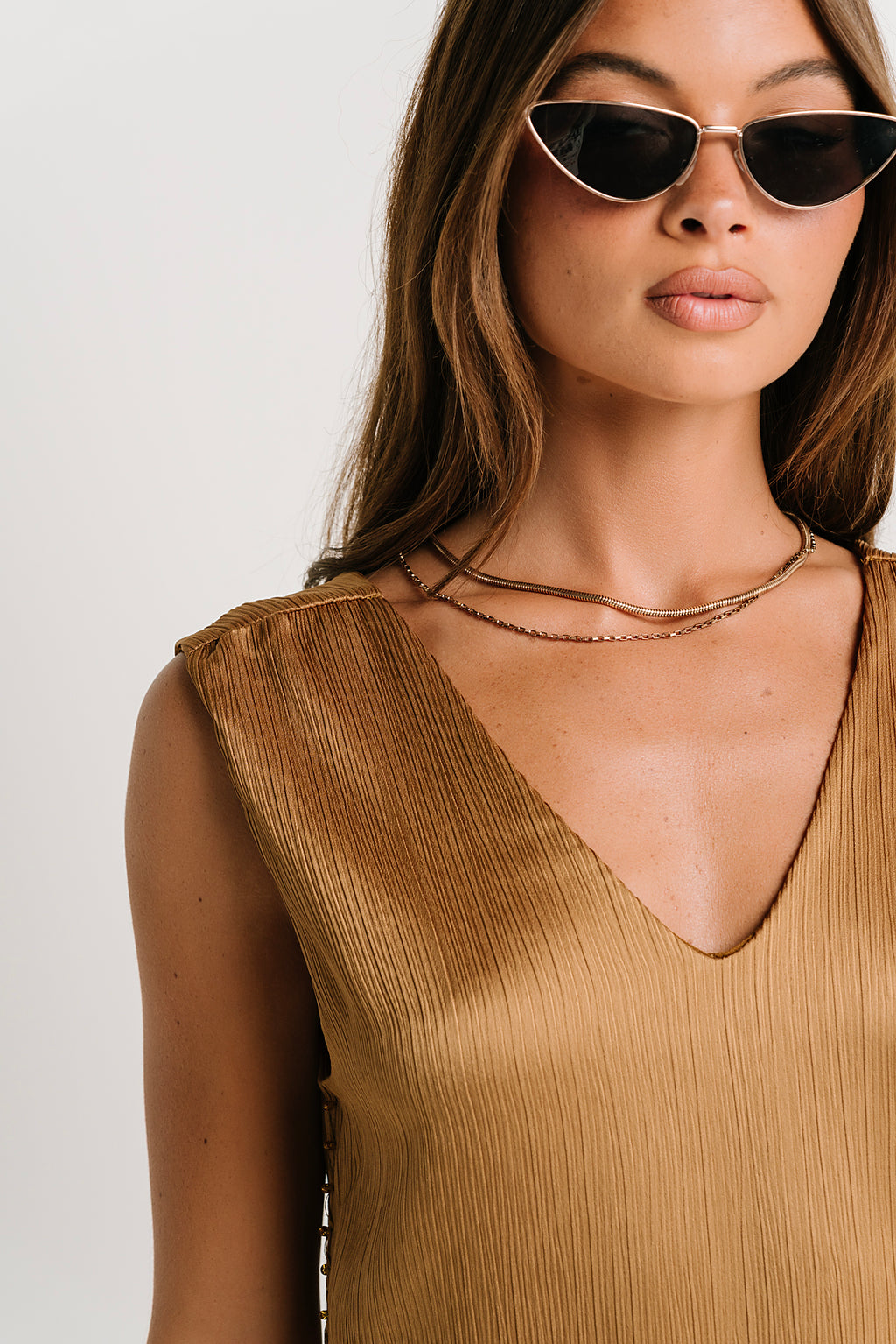 Helena Midi Dress in Gold