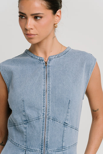 Jacee Denim Dress in Blue
