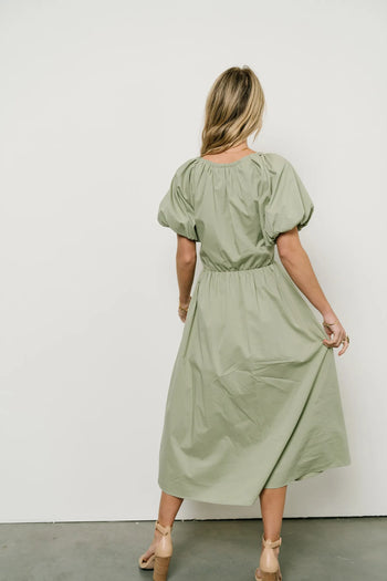 Woven dress in sage 