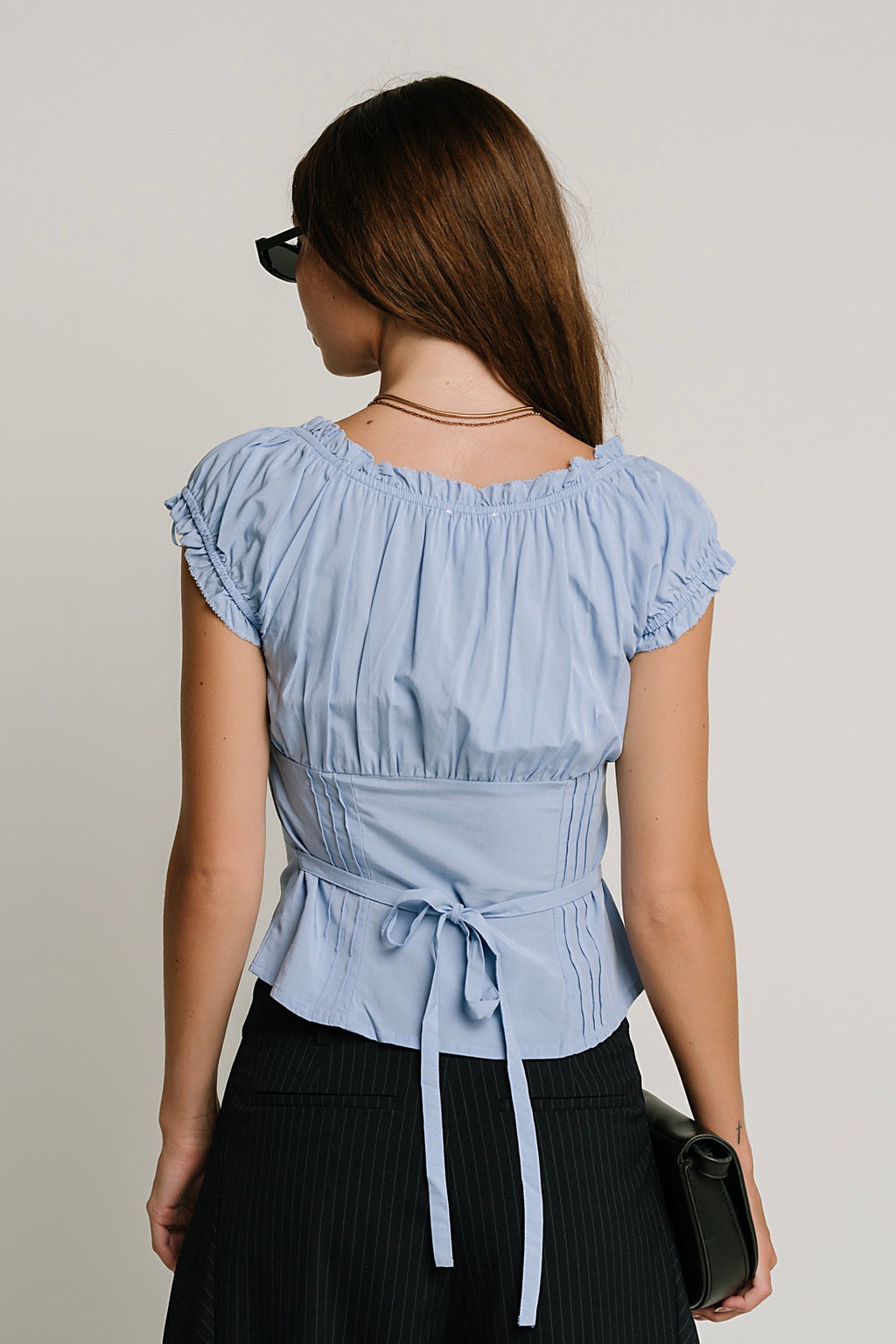 Briana Button Up Top in Blue