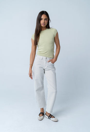 Tilly Striped Barrel Jeans