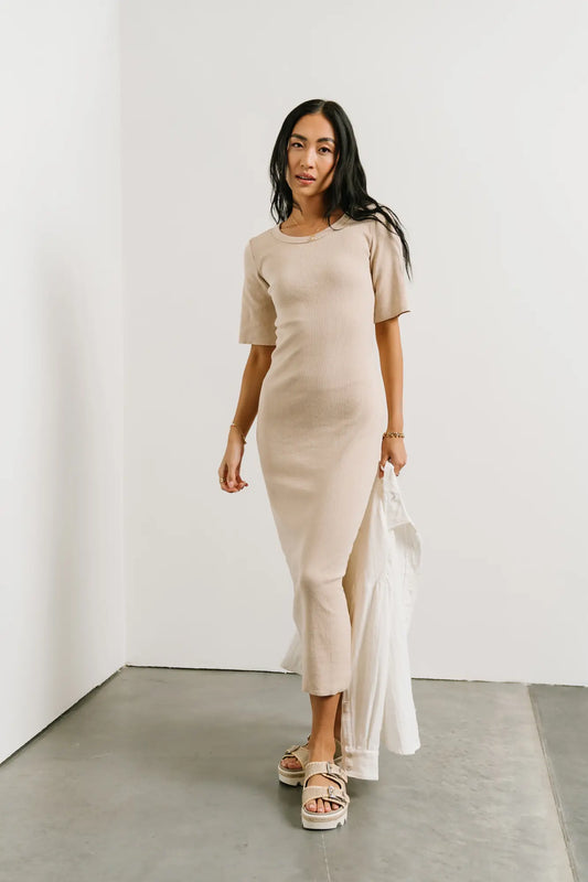 Midi dress in oatmeal 