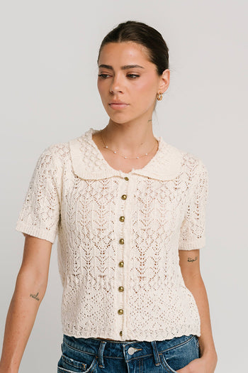Liam Collared Blouse in Cream