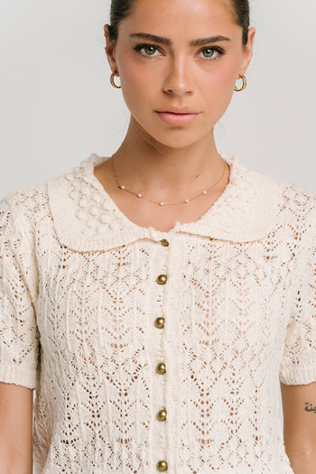 Liam Collared Blouse in Cream