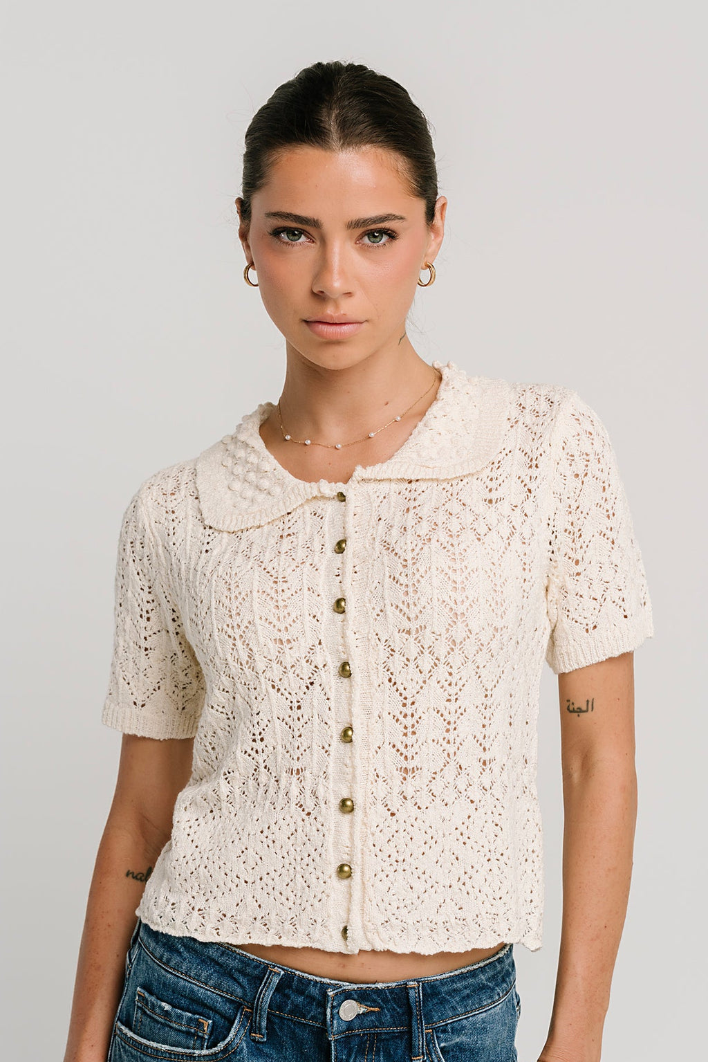 Liam Collared Blouse in Cream