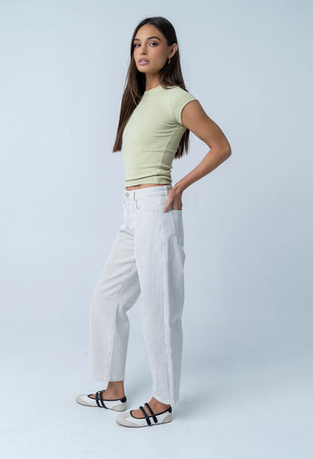 Tilly Striped Barrel Jeans