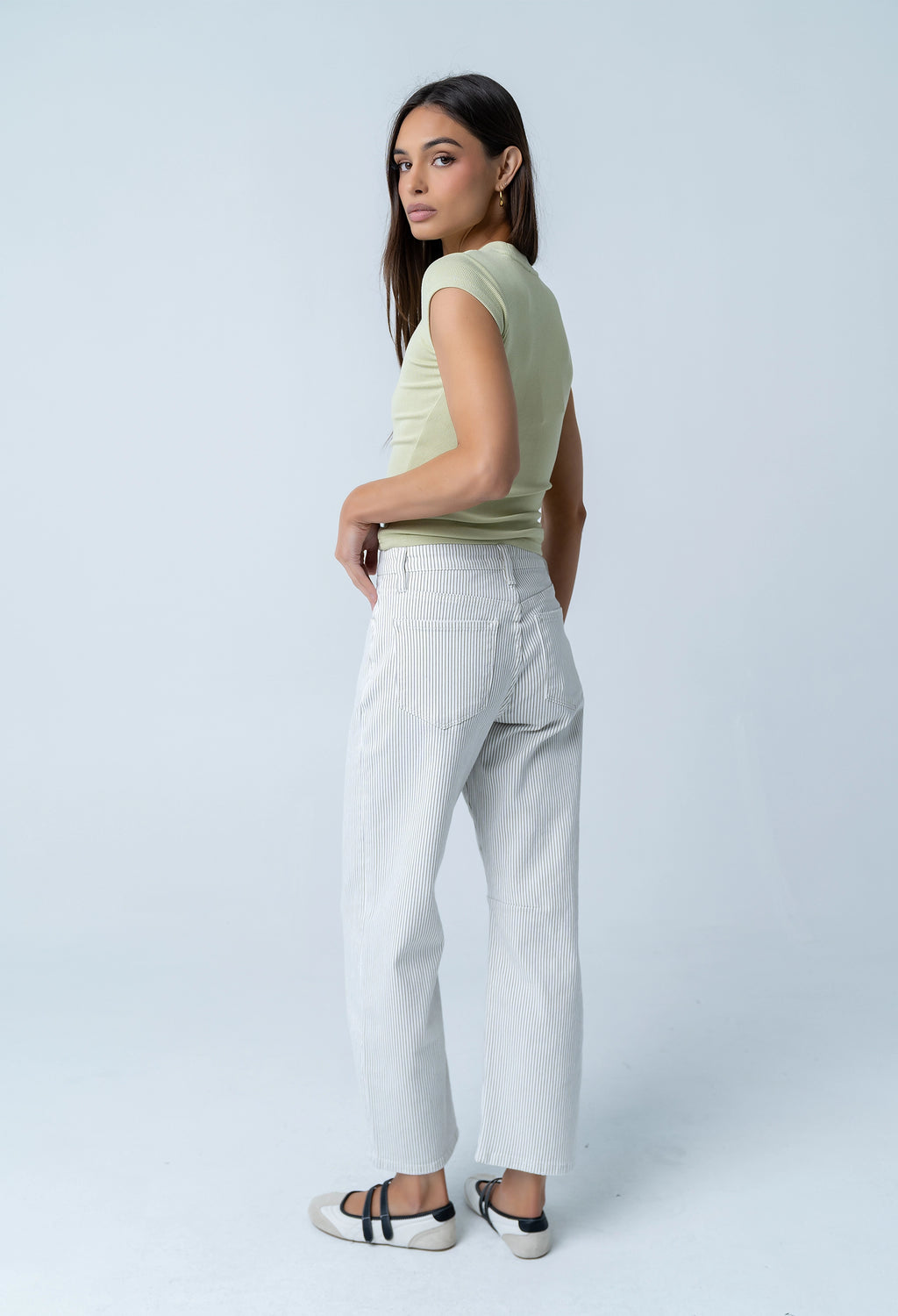 Tilly Striped Barrel Jeans