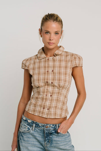Miley Plaid Button Up Top