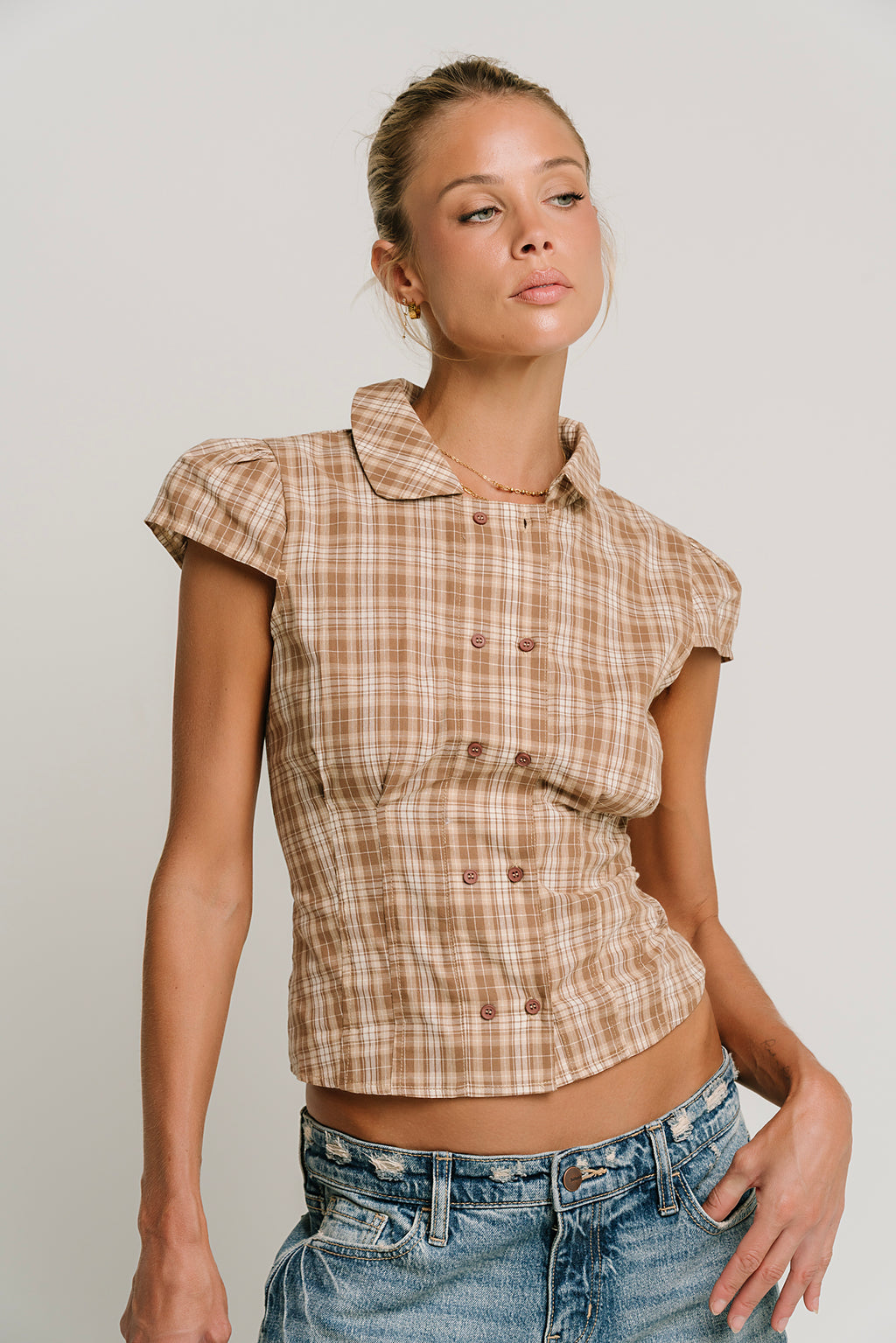 Miley Plaid Button Up Top