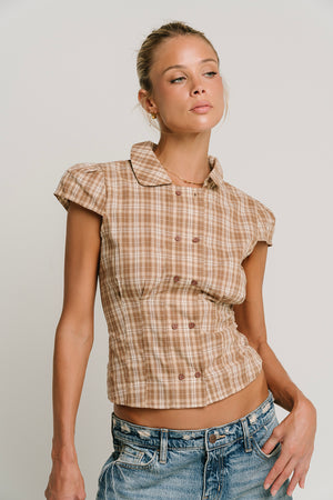 Miley Plaid Button Up Top