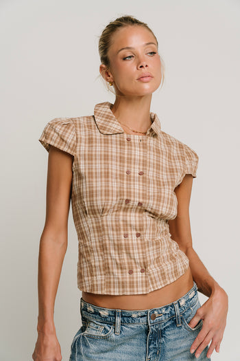 Miley Plaid Button Up Top