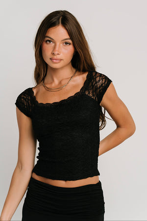Celia Lace Top in Black - FINAL SALE